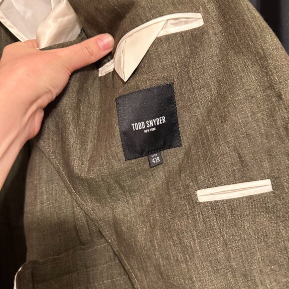 Todd Synder Italian Linen Sutton Suit - Olive 100% Linen - Picture 9 of 15